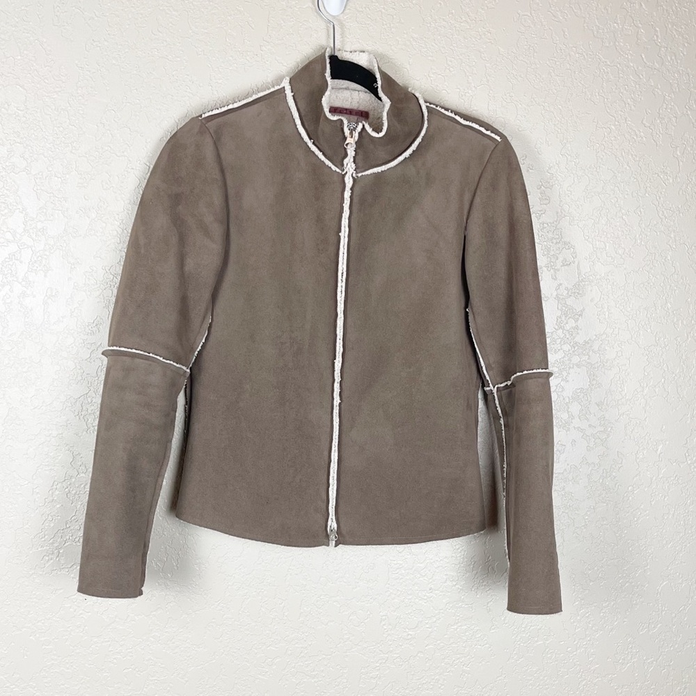 Velvet faux suede shearling lightweight jacket